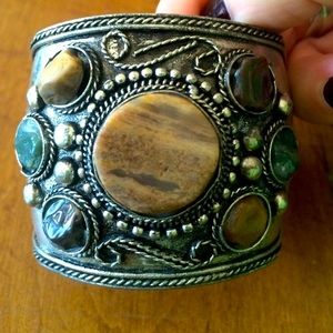 Silver Bangle Bracelet with stones.